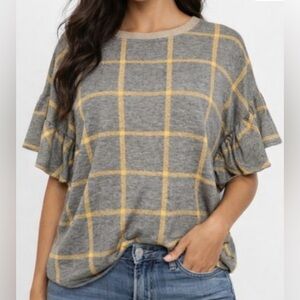 Ivy Jane Gray and Yellow Plaid Top